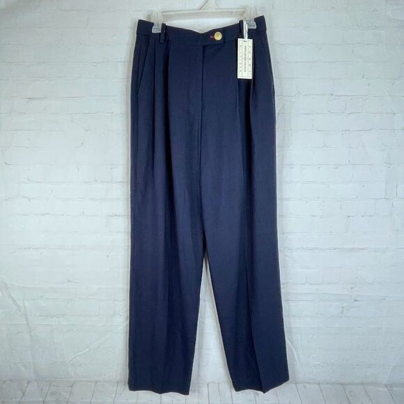 Tommy Hilfiger x Sofia Richie Grainge Wide Leg Pants Blue Womens Size 4 Pleated - Picture 4 of 16